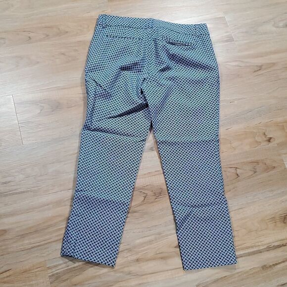 🔹️Anthropologie Cynthia Rowley Blue & White Print Ankle Crop Pants Size 6/28 - Picture 3 of 7